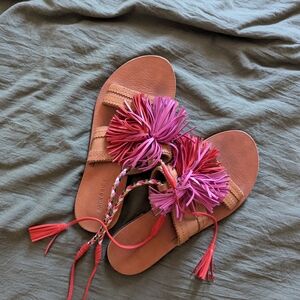 Antik Batik Pink and Red Sandals
